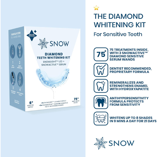 Diamond Teeth Whitening Kit w/LED Blue Light Mouthpiece